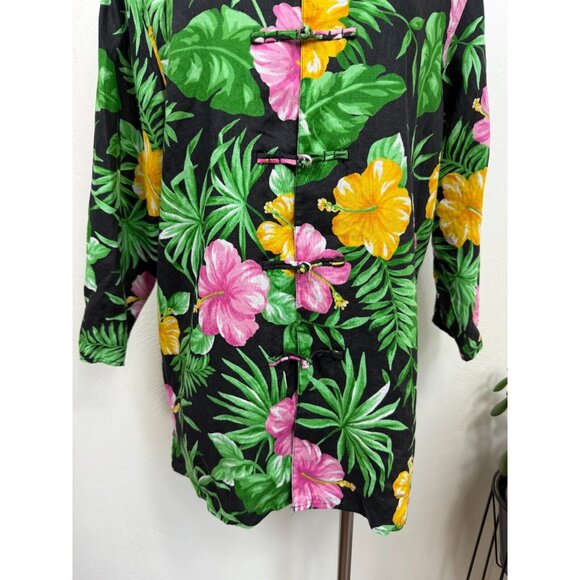 Lauren Ralph Lauren Womens 100% Linen Tropical Top Size Large Toggle Beachy - Picture 7 of 13